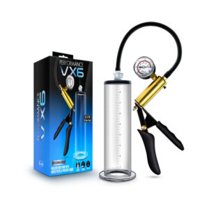 Performance VX6 Vacuum Penis Pump with Brass Pistol & Pressure Gauge Clear — Power Play Studio