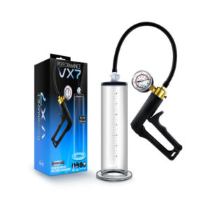 Performance VX7 Vacuum Penis Pump with Brass Trigger & Pressure Gauge Clear — Power Play - Power Play Studio, LLC