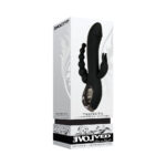 Evolved Trifecta Rechargeable Dual Entry Triple Stimulation Silicone Rabbit Vibrator Black — Power Play Studio