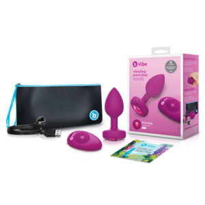 b-Vibe Vibrating Jewel Rechargeable Remote-Controlled Anal Plug with Gem Base Pink Ruby Small/Medium — Power Play Studio