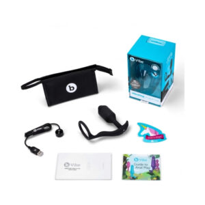 b-Vibe Vibrating Snug & Tug Rechargeable Weighted Silicone Anal Plug with Cockring Medium Black — Power Play Studio