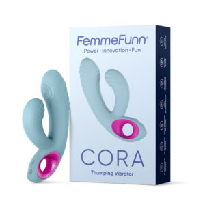 FemmeFunn Cora Rechargeable Silicone Thumping Dual Stimulation Vibrator Light Blue — Power Play Studio