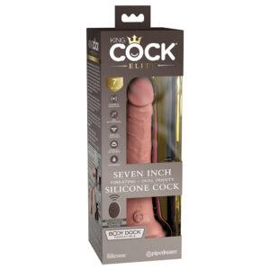 King Cock Elite 7 in. Vibrating Realistic Dildo With Suction Cup Beige — Power Play Studio