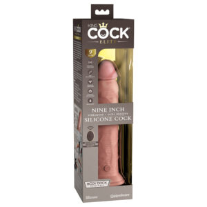 King Cock Elite 9 in. Vibrating Dual Density Silicone Realistic Dildo Beige — Power Play Studio