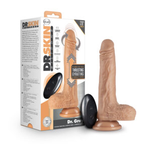Dr. Skin Silicone Dr. Grey 7.75 in. Thrusting & Gyrating Dildo with Remote Control Beige — Power Play Studio