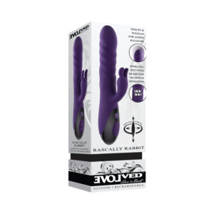 Evolved Rascally Rabbit Rechargeable Thrusting Swirling Silicone Vibrator Purple — Power Play Studio