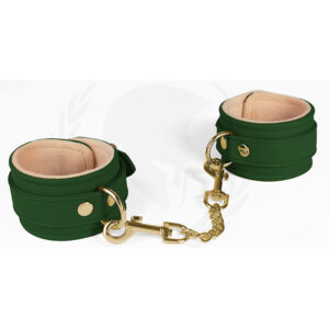 Spartacus Green PU Wrist Cuffs With Plush Lining — Power Play Studio
