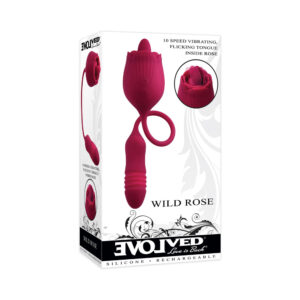 Evolved Wild Rose Rechargeable Dual-Ended Silicone Thrusting Egg & Flicking Tongue Vibrator Red — Power Play Studio