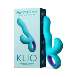 FemmeFunn Klio Rechargeable Silicone Triple Action Thumping Rabbit Vibrator Turquoise — Power Play Studio