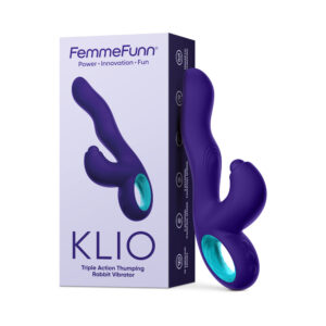 FemmeFunn Klio Rechargeable Silicone Triple Action Thumping Rabbit Vibrator Dark Purple — Power Play Studio