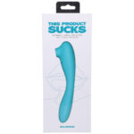 This Product Sucks Rechargeable Bendable Dual Ended Silicone Sucking Clitoral Stimulator & G-Spot Vibrator Teal — Power Play Studio