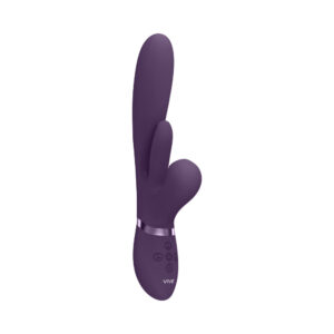 VIVE KURA Rechargeable Thrusting Silicone G-Spot Vibrator with Flapping Tongue and Pulse Wave Stimulator Purple — Power Play Studio