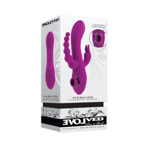 Evolved Fourgasm Rechargeable Triple Stim Vibe with Suction Silicone Purple — Power Play Studio