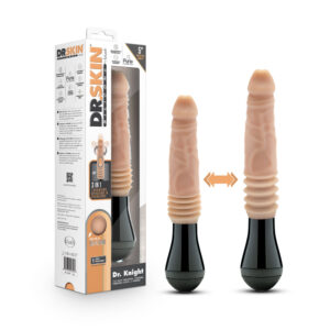 Dr. Skin Silicone Dr. Knight 10.5 in. Thrusting, Gyrating & Vibrating Dildo with Handle Beige — Power Play Studio