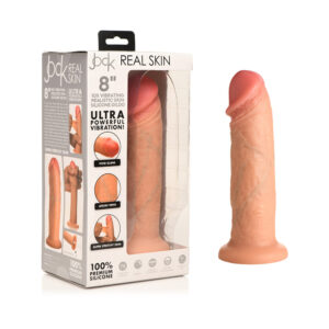 Jock Real Skin Vibrating Silicone Dildo 8 in. Light — Power Play Studio