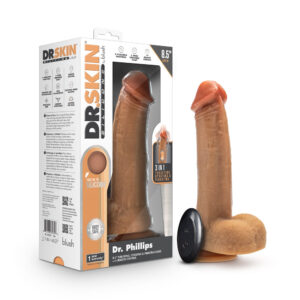 Dr. Skin Silicone Dr. Phillips 8.5 in. Thrusting, Gyrating & Vibrating Dildo with Remote Control Tan — Power Play Studio