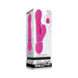 Evolved Pink Dragon Rechargeable Thrusting Dual Stimulator Silicone Pink — Power Play Studio
