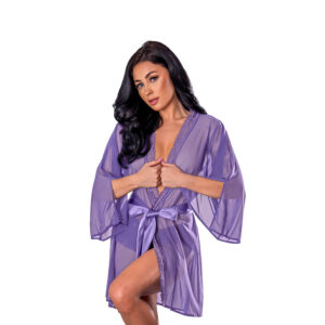 Magic Silk Sheer Passion Flutter Sleeve Robe Very Peri S/M — Power Play Studio