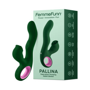 FemmeFunn Pallina Triple Action Thumping Rabbit Vibrator Dark Green — Power Play Studio