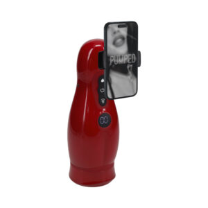 PUMPED Virtuo Masturbator Suction Vibration Phone Attachment Metallic Red — Power Play Studio
