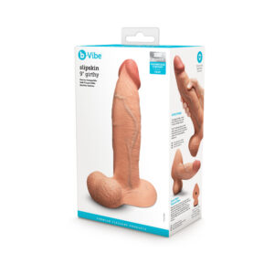 b-Vibe Slipskin Realistic Silicone Dildo 9 in. Girthy Mocha — Power Play Studio