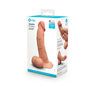 b-Vibe Slipskin Realistic Silicone Dildo 8 in. Curved Mocha — Power Play Studio