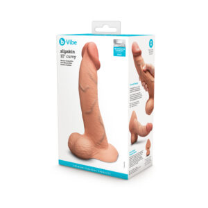 b-Vibe Slipskin Realistic Silicone Dildo 10 in. Curved Mocha — Power Play Studio