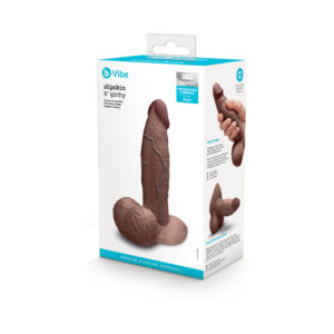 b-Vibe Slipskin Realistic Silicone Dildo 6 in. Girthy Brown — Power Play Studio