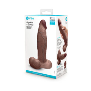 b-Vibe Slipskin Realistic Silicone Dildo 9 in. Girthy Brown — Power Play Studio