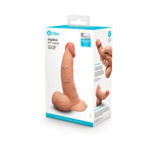 b-Vibe Slipskin Realistic Silicone Dildo 6.5 in. Curved Mocha — Power Play Studio