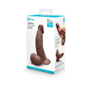 b-Vibe Slipskin Realistic Silicone Dildo 6.5 in. Curved Brown — Power Play Studio