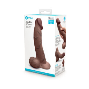 b-Vibe Slipskin Realistic Silicone Dildo 10 in. Curved Brown — Power Play Studio