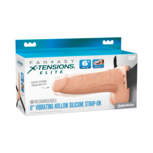 Fantasy X-Tensions Elite Vibrating Hollow Silicone Strap-On 6 in. Light — Power Play Studio
