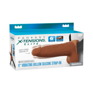Fantasy X-Tensions Elite Vibrating Hollow Silicone Strap-On 6 in. Brown — Power Play Studio
