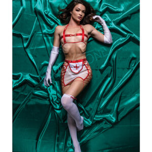 Role Play Naughty Nurse 5 pc Set Red/White M/L — Power Play Studio