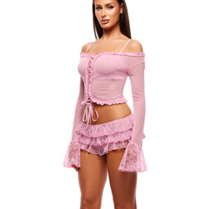Soft Girl Era Sheer Mesh & Lace Bralette & Shorts