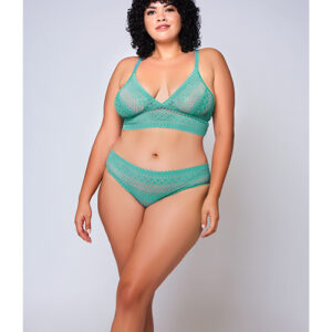 Geometric Lace Bralette & Hipster Teal 1X