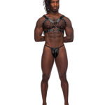 Leather Gemini Double Ring Harness Black O/S — Power Play Studio