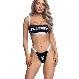 Playboy Bandeau Bikini Set - Black/White XL — Power Play Studio