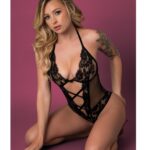 Black Cherry Halter Teddy