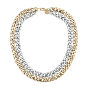 Two-toned Double Curb Chain Necklace