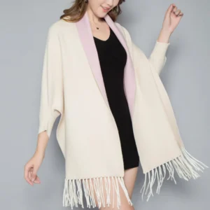 Aesthetica Two-Toned Shawl Coat - PINK AND CREAME