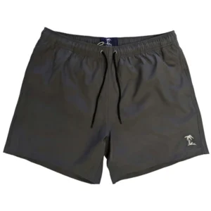 Island Bum Men's Solid Grey with Tiki Joe Logo Swim Trunks - Power Play Studio, LLC