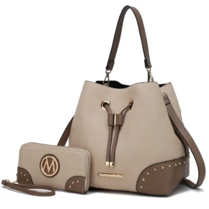 Candice Color Block Bucket Bag with Matching Wallet - Power Play Studio, LLC
