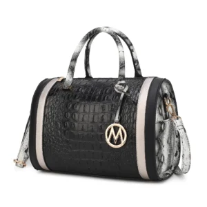 Eleanor Faux Crocodile-Embossed Vegan Leather Women's Satchel - Power Play Studio, LLC