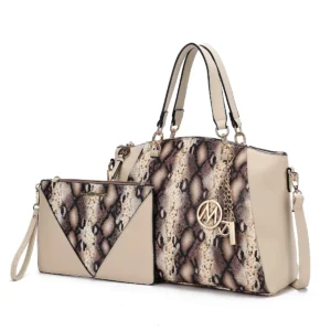 Addison Snake Embossed Women's Tote Bag with matching Wristlet - Power Play Studio, LLC