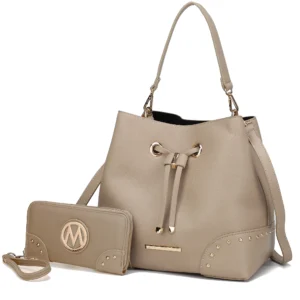 Callie Solid Bucket Bag with Matching Wallet - Power Play Studio, LLC