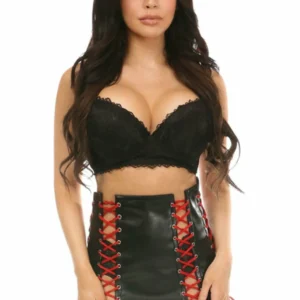 Faux Leather Lace-Up Skirt with Lacing