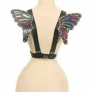 Vegan Leather & Rainbow Small Butterfly Wing Harness