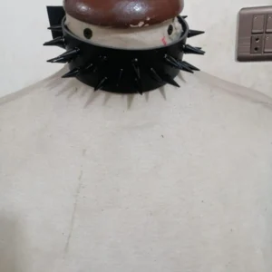 Black Faux Leather & Black Metallic Spike Choker